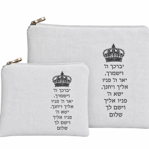 סט תיקי טלית תפילין פשתן לבן